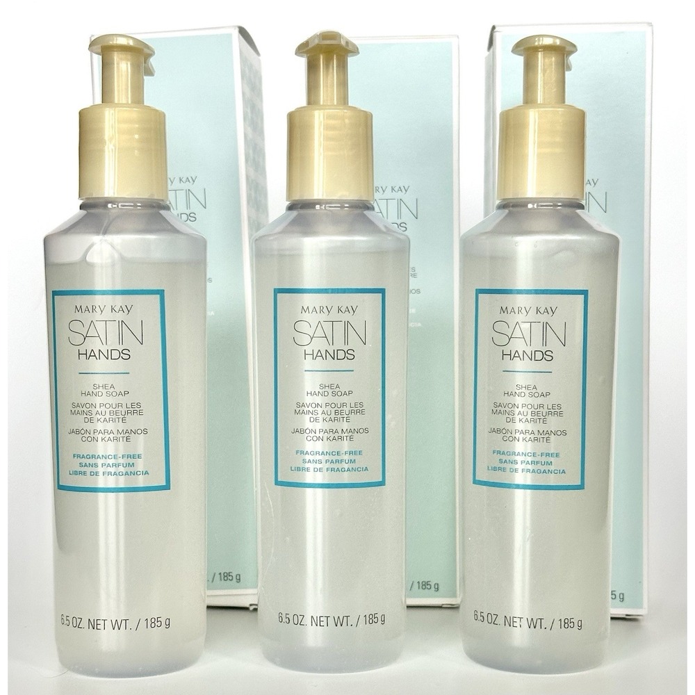 (Lot Of 3) Mary Kay Satin Hands Shea Hand Soap FRAGRANCE FREE 6.5 Oz. NEW IN BOX